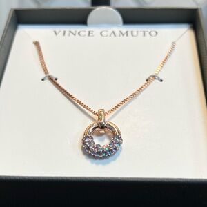 Rose Gold Vince Camuto Pavé Crystal Open Circle Pendant Necklace